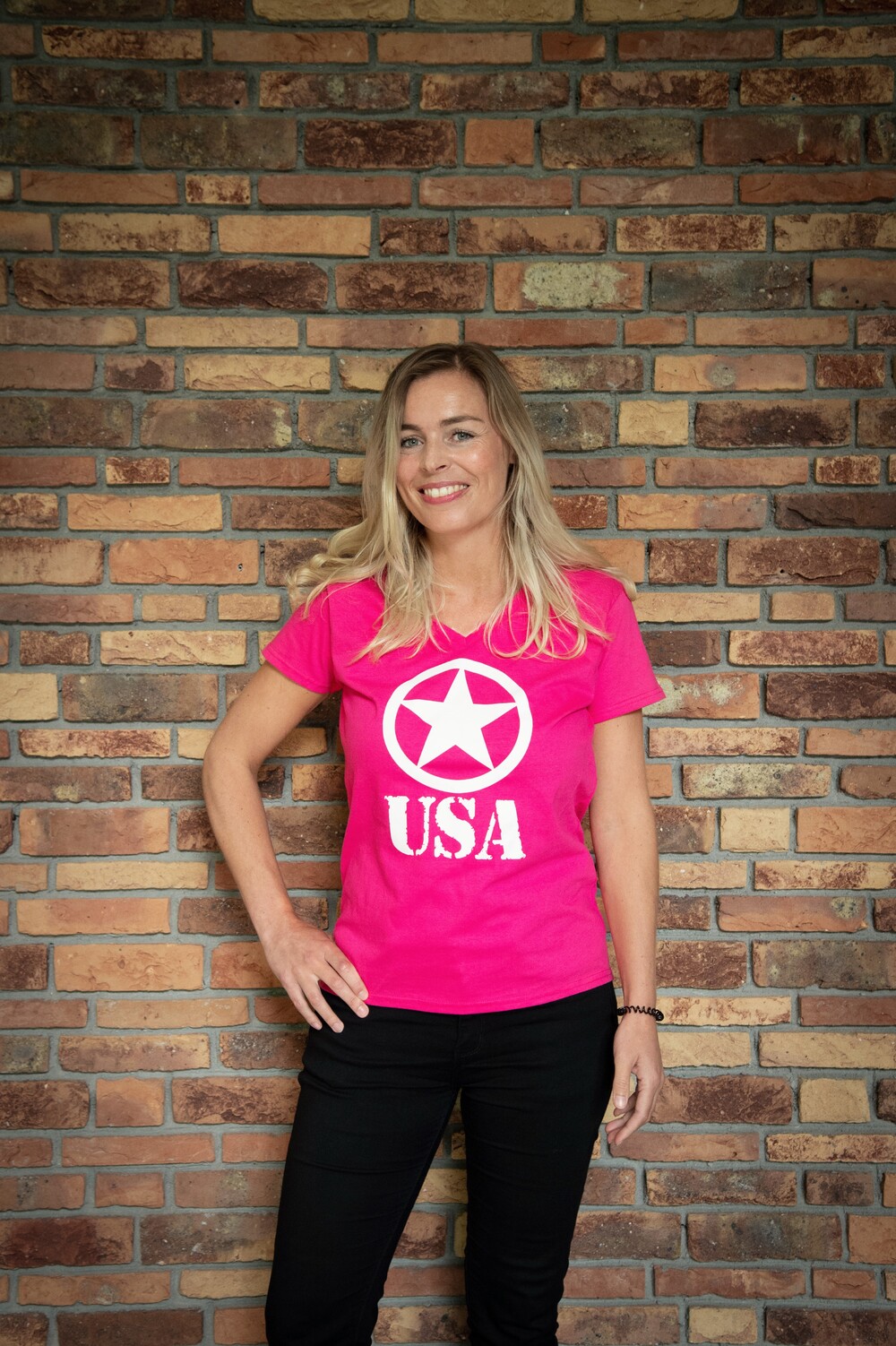 conservatief Monetair exotisch T-shirt ster USA roze - Oorlogsmuseum Overloon